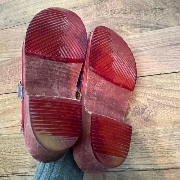 Moheda Toffeln Women's Real Leather Slip On Floral Wooden Clogs Sz 41 Multicolor - Picture 7 of 10